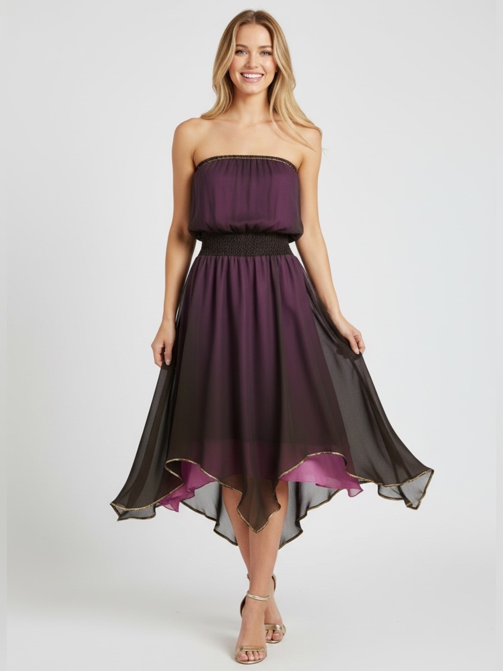 ABS Allen Schwartz Chiffon Layered Dress 10